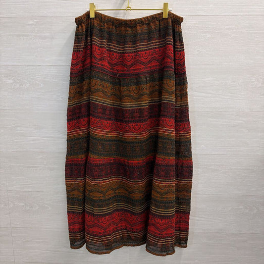 Chicos Red/ Multi Metallic Stripe Print Maxi Skirt 3