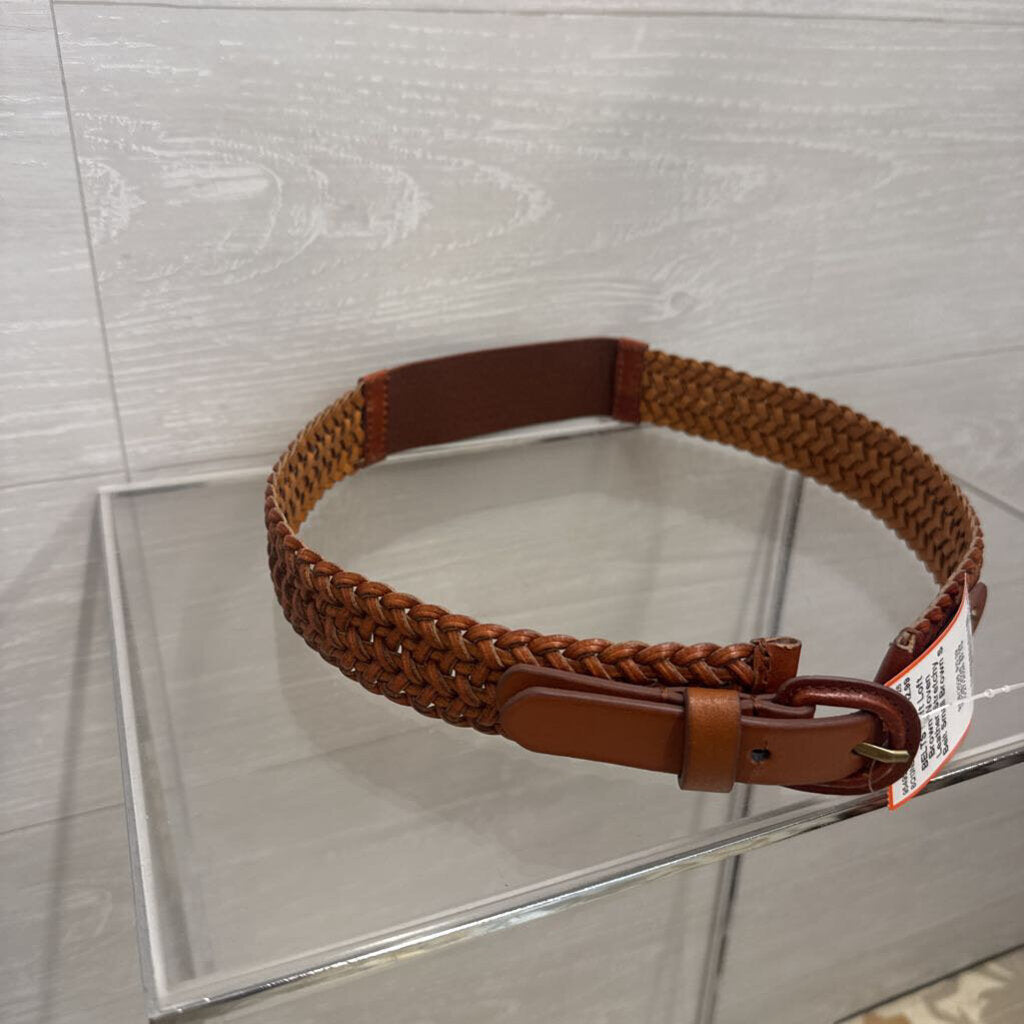 Loft Brown Woven Leather Stretchy Belt Small