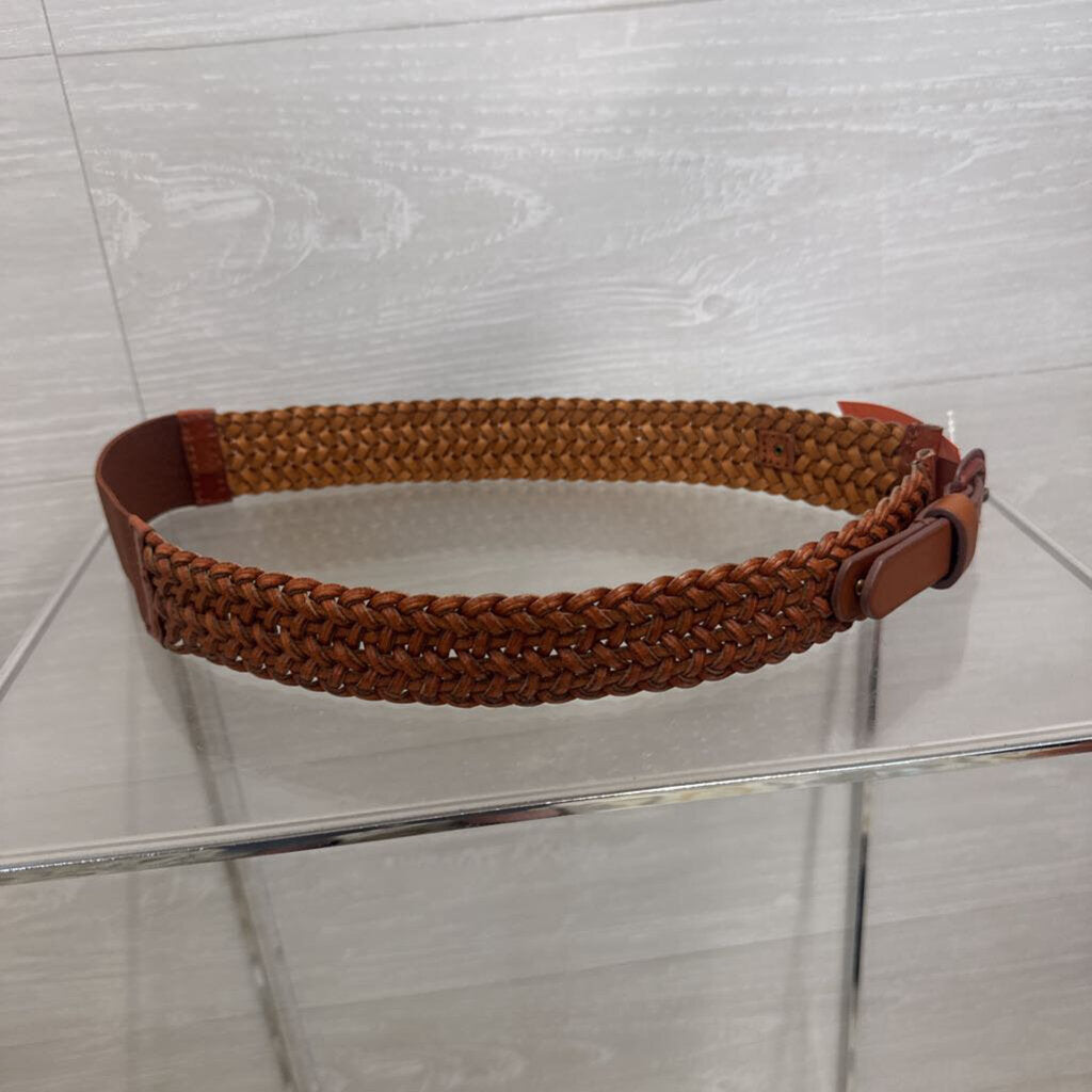Loft Brown Woven Leather Stretchy Belt Small