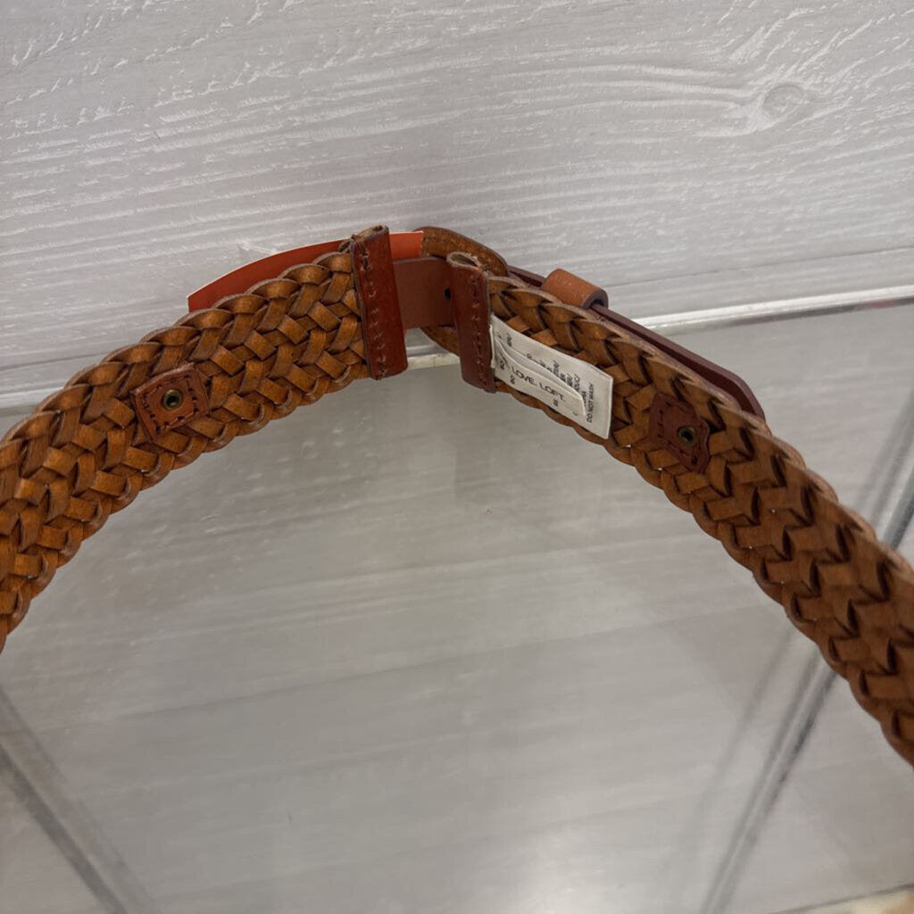 Loft Brown Woven Leather Stretchy Belt Small