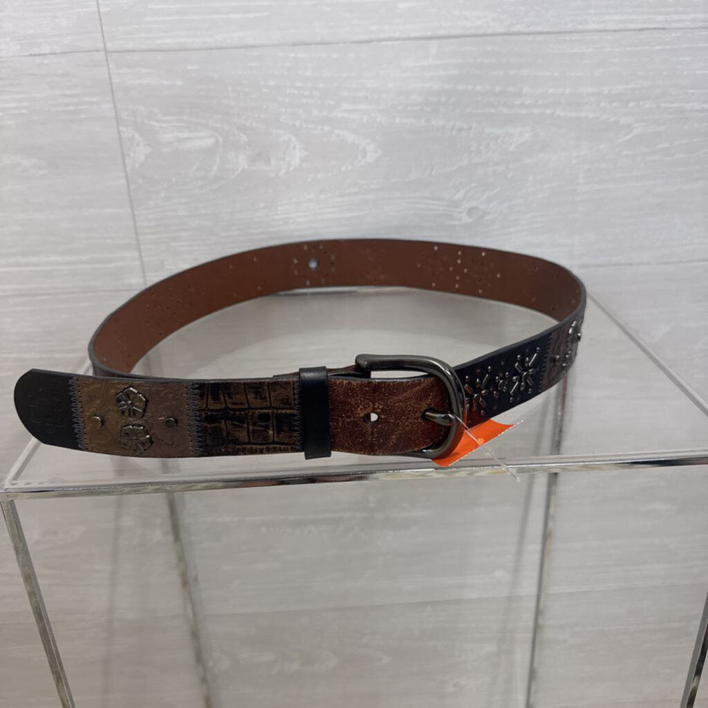 Fossil Brown Studded Leather Belt Medium