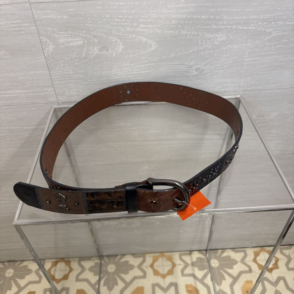 Fossil Brown Studded Leather Belt Medium