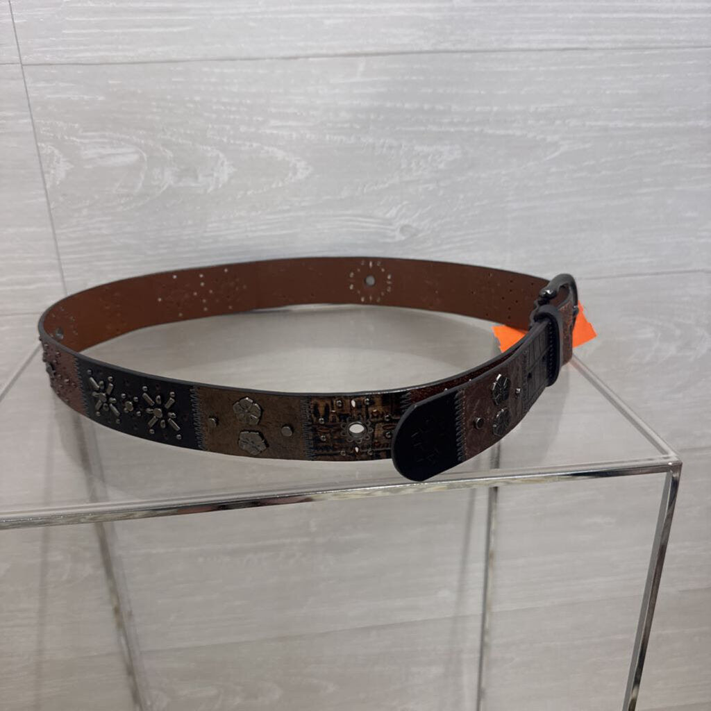 Fossil Brown Studded Leather Belt Medium