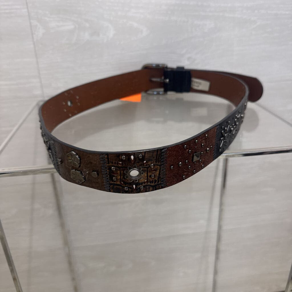Fossil Brown Studded Leather Belt Medium