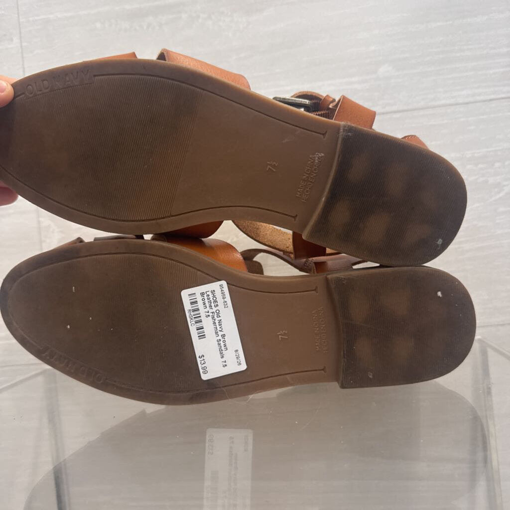 Brown Leather Fisherman Sandals 7.5