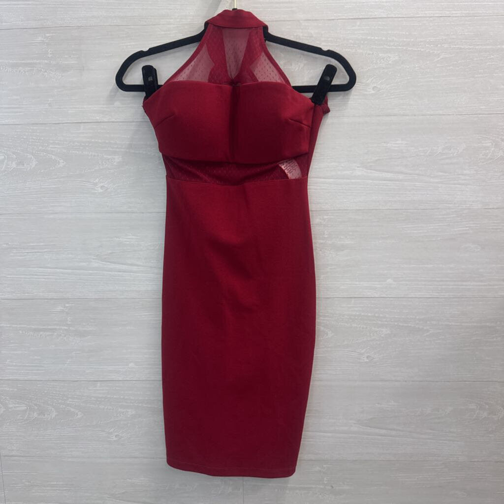 Sequin Hearts Red High Neck Short Formal Dress 1