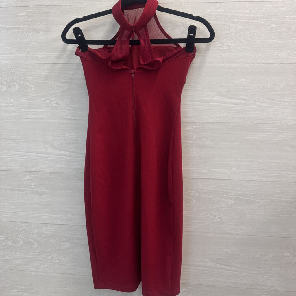 Sequin Hearts Red High Neck Short Formal Dress 1