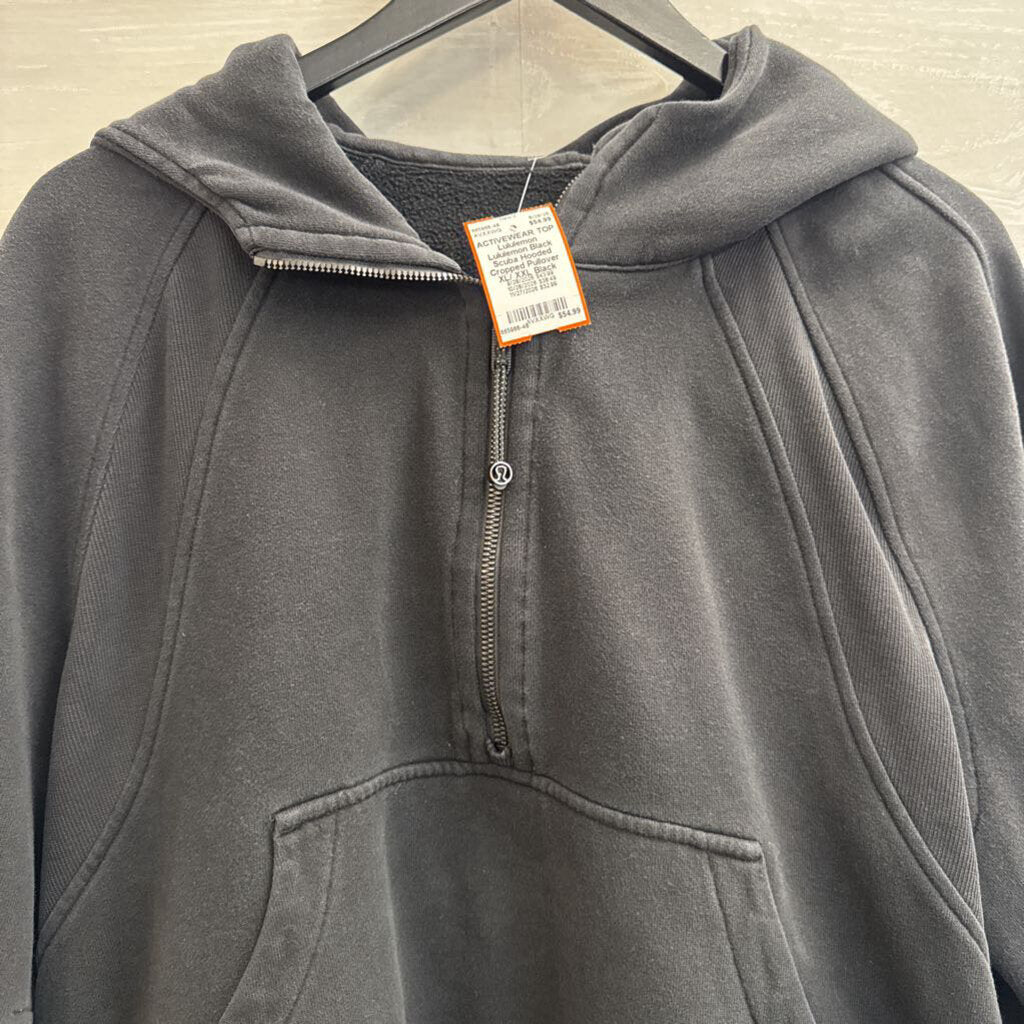 Lululemon Black Scuba Hooded Cropped Pullover XL/ XXL