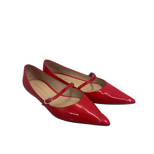 Stuart Weitzman Red Patent Leather Emilia Mary Jane Point Toe Flats 8