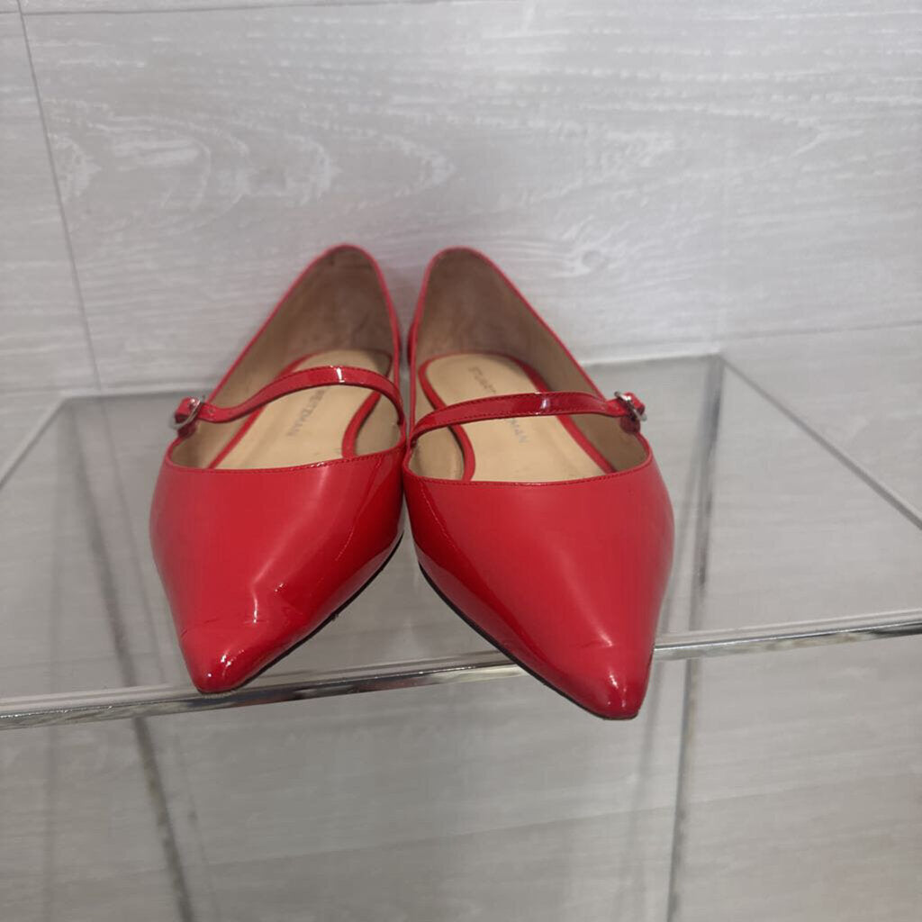 Stuart Weitzman Red Patent Leather Emilia Mary Jane Point Toe Flats 8
