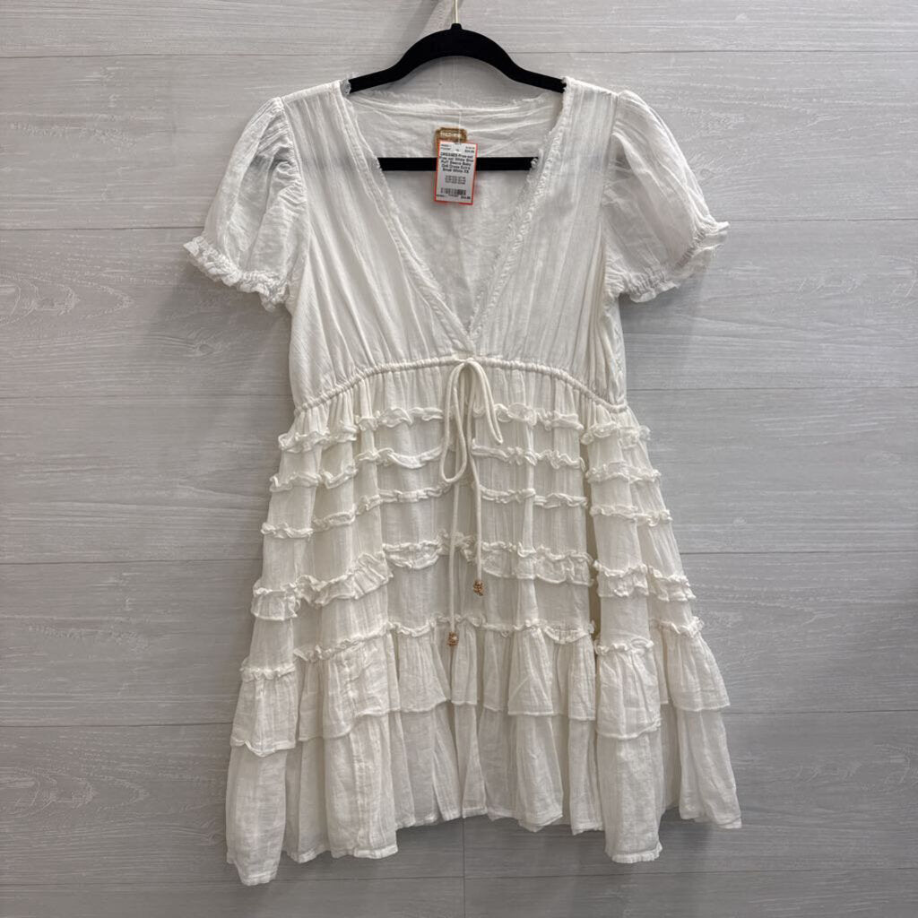 Free est White Shor Puff Sleeve Baby Doll Dress Extra Small