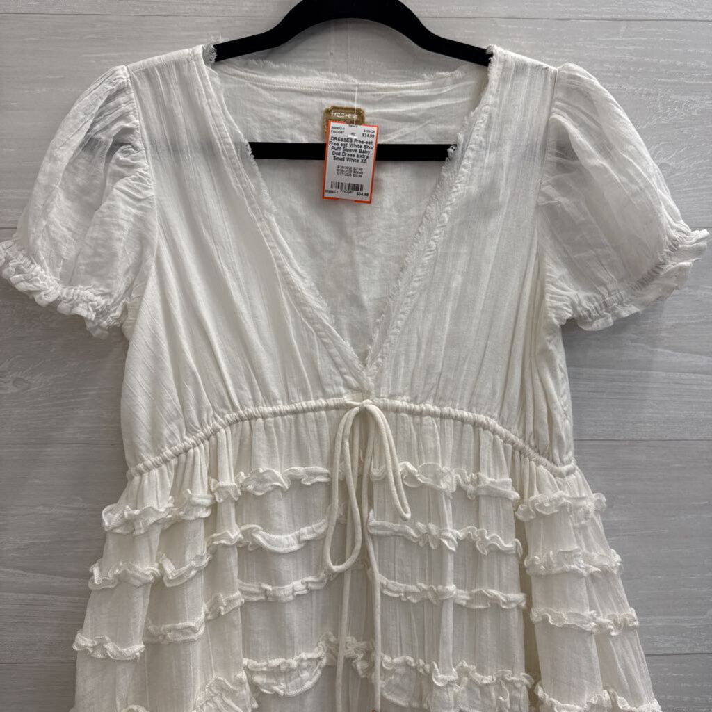 Free est White Shor Puff Sleeve Baby Doll Dress Extra Small