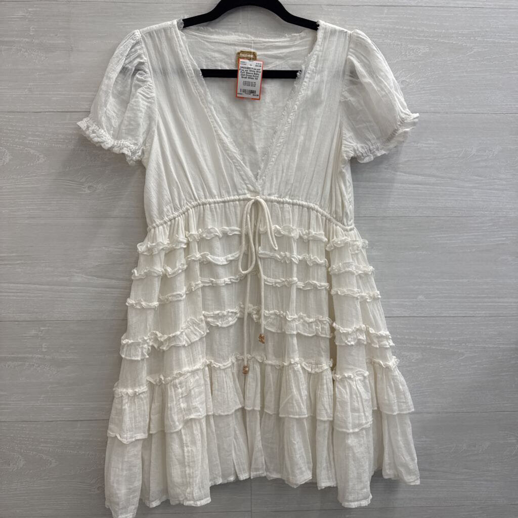 Free est White Shor Puff Sleeve Baby Doll Dress Extra Small