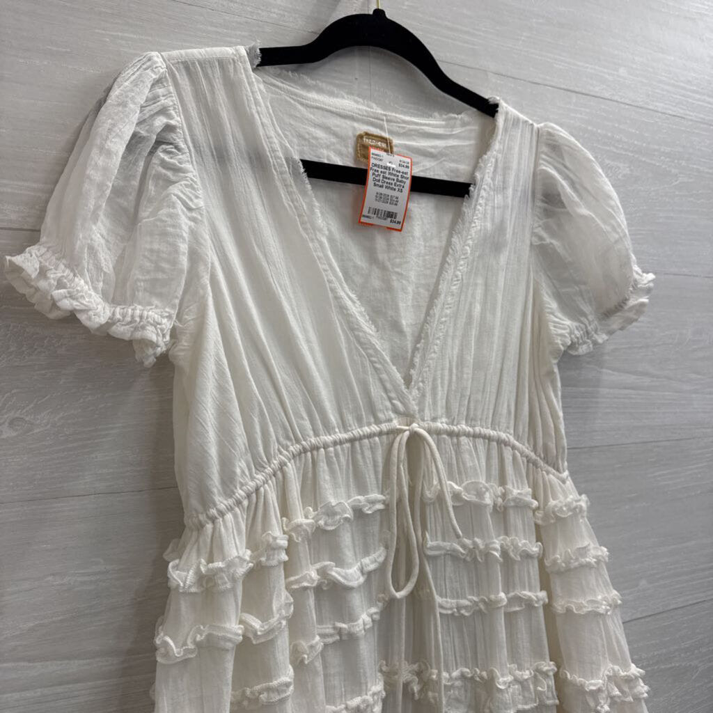 Free est White Shor Puff Sleeve Baby Doll Dress Extra Small