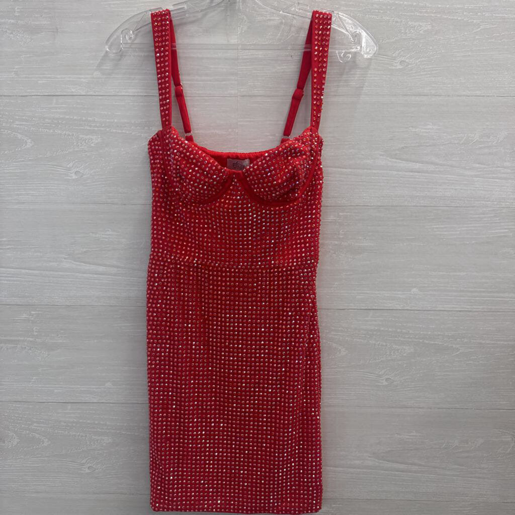 Oh Polly Red Embellished Short Formal Dress 2