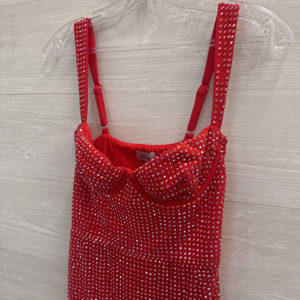 Oh Polly Red Embellished Short Formal Dress 2