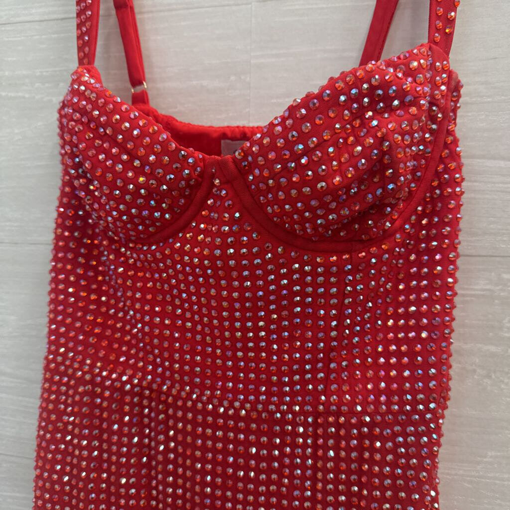 Oh Polly Red Embellished Short Formal Dress 2