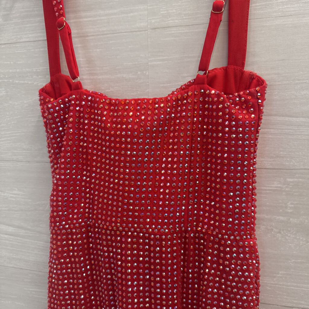 Oh Polly Red Embellished Short Formal Dress 2