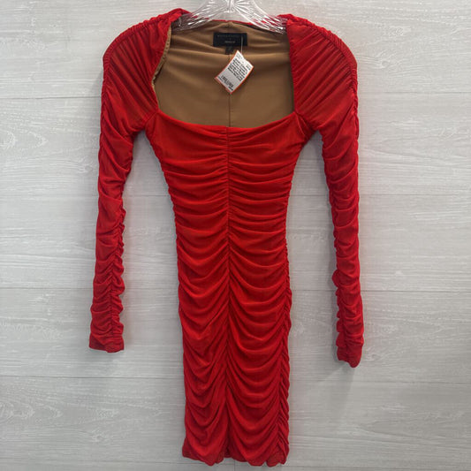 Micahel Costello X Revolve REd Ruched Long Sleeve Mini Dress XXS