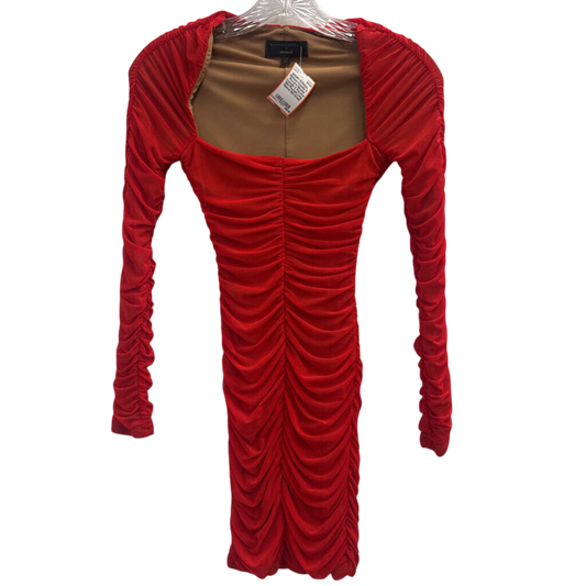Micahel Costello X Revolve REd Ruched Long Sleeve Mini Dress XXS