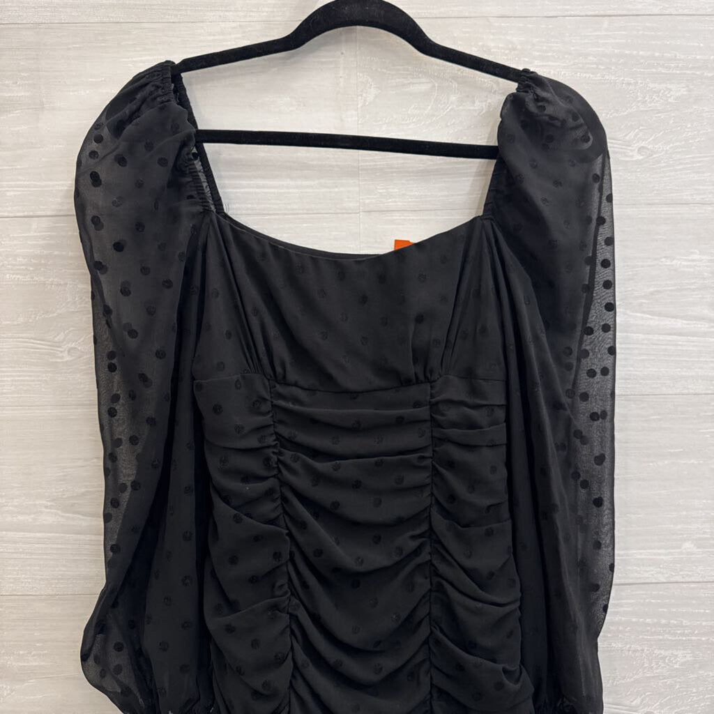 Lovers and Friends Black Dot Print Long Sleeve Mini Dress XXS