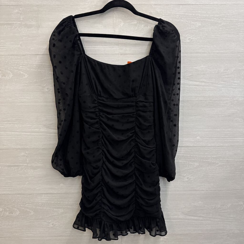 Lovers and Friends Black Dot Print Long Sleeve Mini Dress XXS