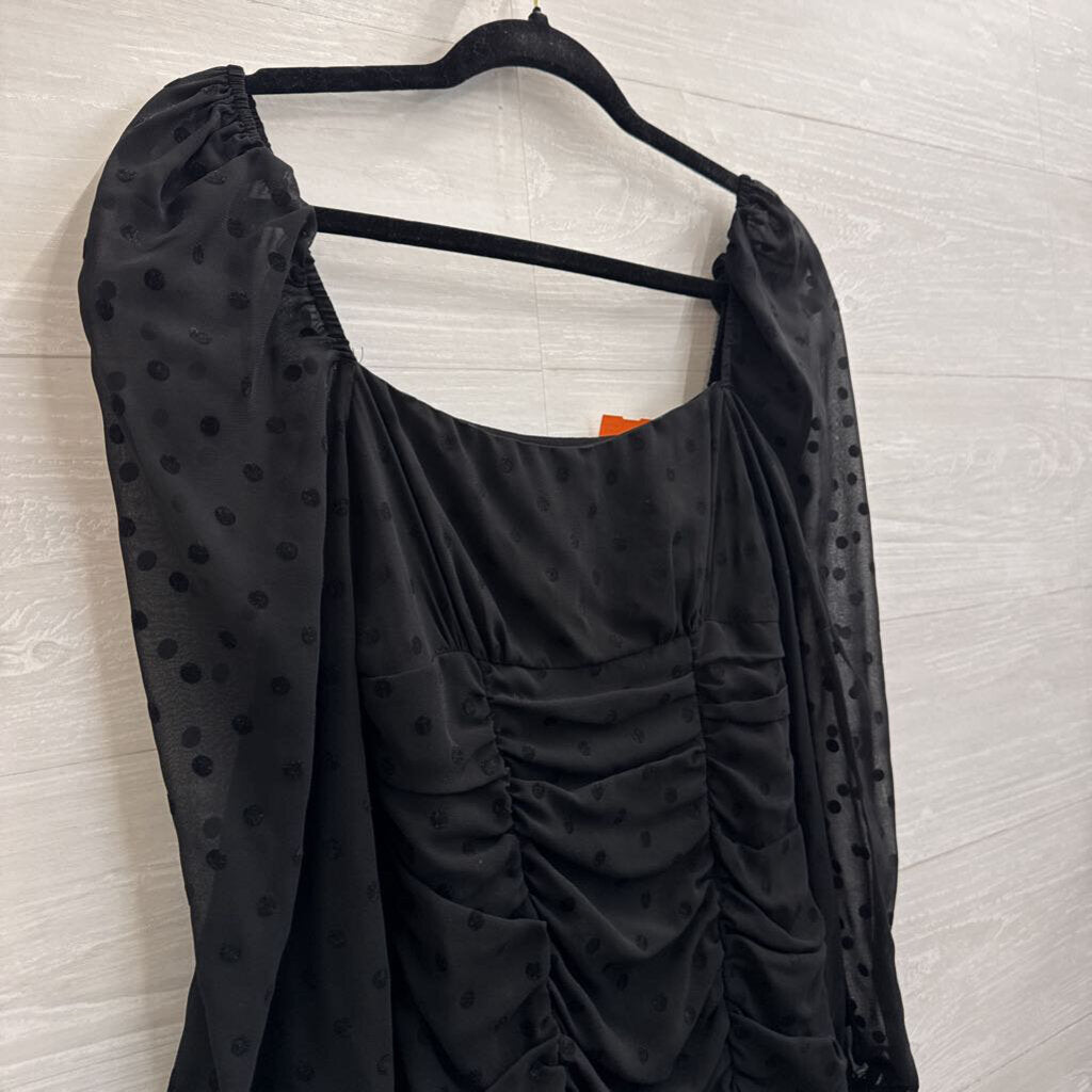Lovers and Friends Black Dot Print Long Sleeve Mini Dress XXS