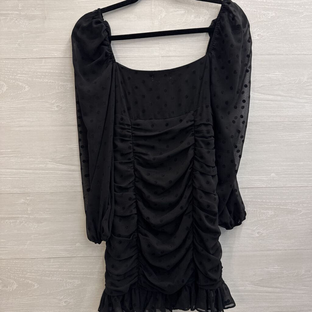 Lovers and Friends Black Dot Print Long Sleeve Mini Dress XXS