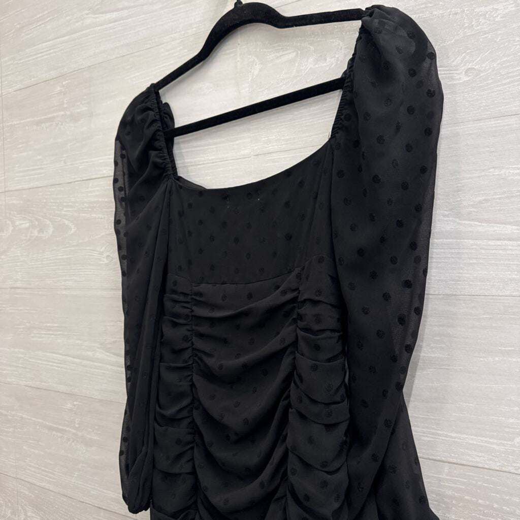 Lovers and Friends Black Dot Print Long Sleeve Mini Dress XXS