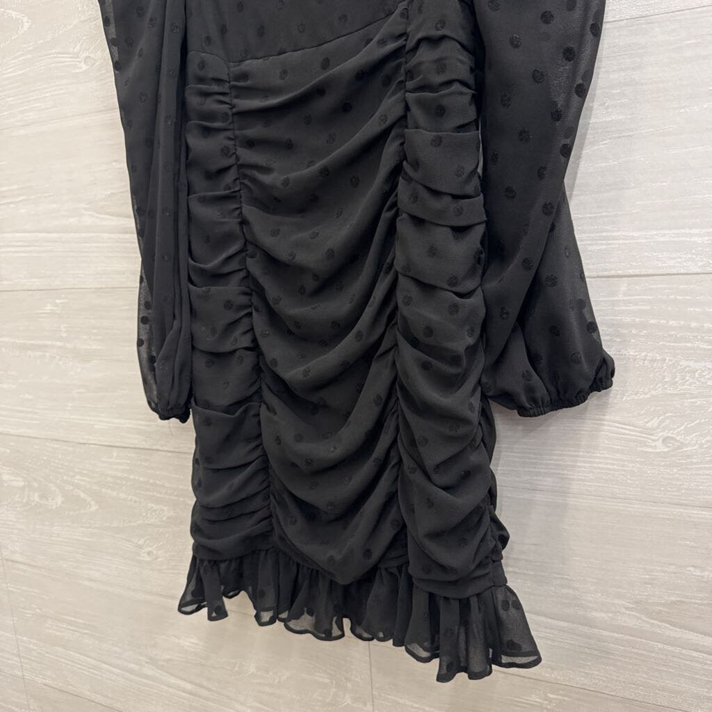 Lovers and Friends Black Dot Print Long Sleeve Mini Dress XXS