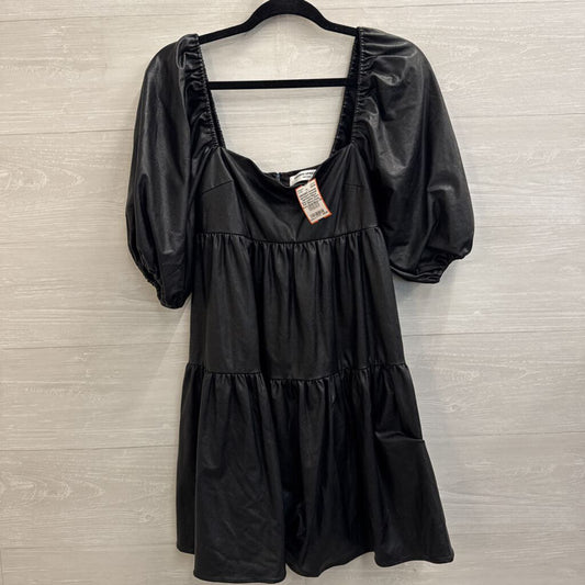 Amanda Uprichard Black Faux Leather Short Puff Sleeve Dress Extra Small