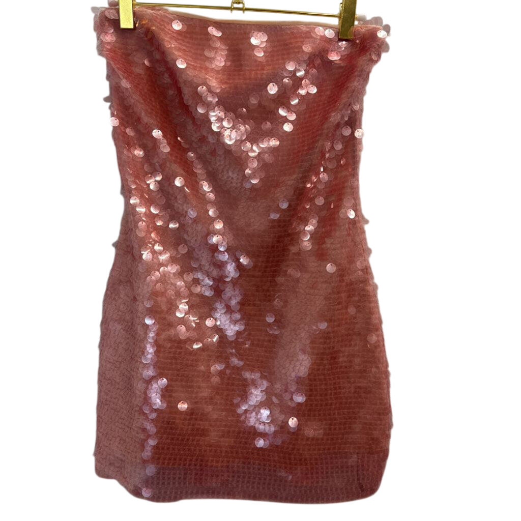 Superdown Pink Sequin Strapless Short Formal Dress Extra Small
