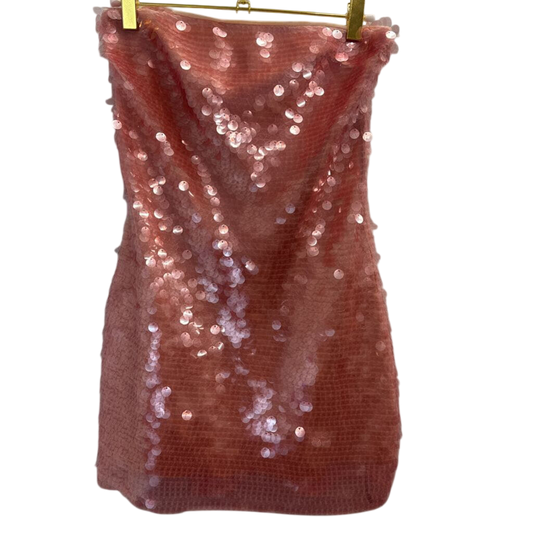 Superdown Pink Sequin Strapless Short Formal Dress Extra Small