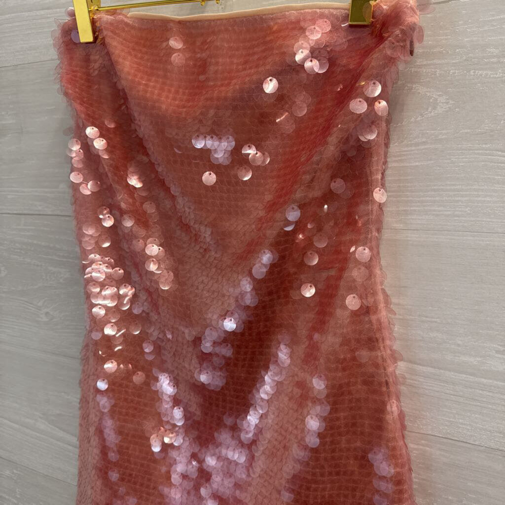 Superdown Pink Sequin Strapless Short Formal Dress Extra Small