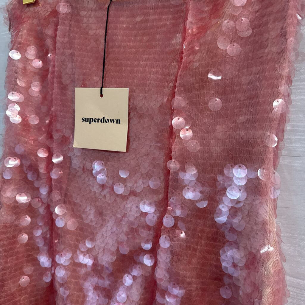Superdown Pink Sequin Strapless Short Formal Dress Extra Small