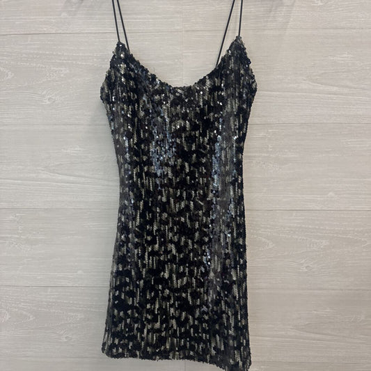 Superdown Black/ Grey Sequin Short Formal Dress XXS