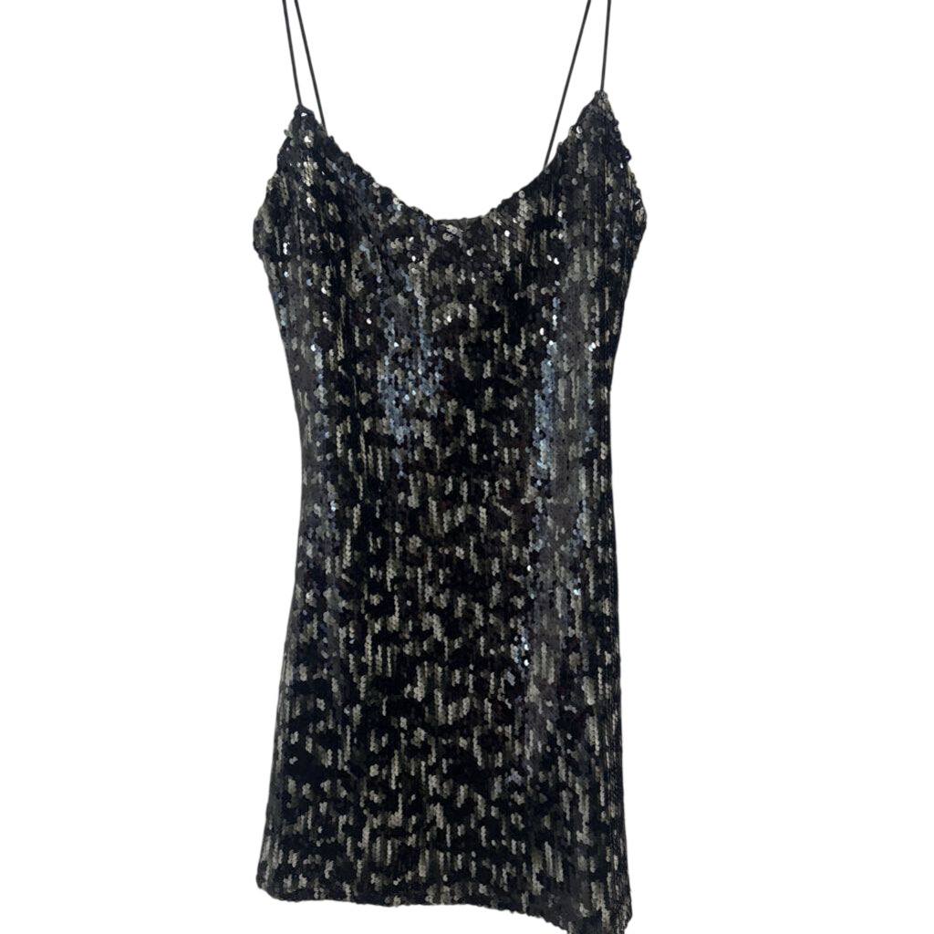 Superdown Black/ Grey Sequin Short Formal Dress XXS