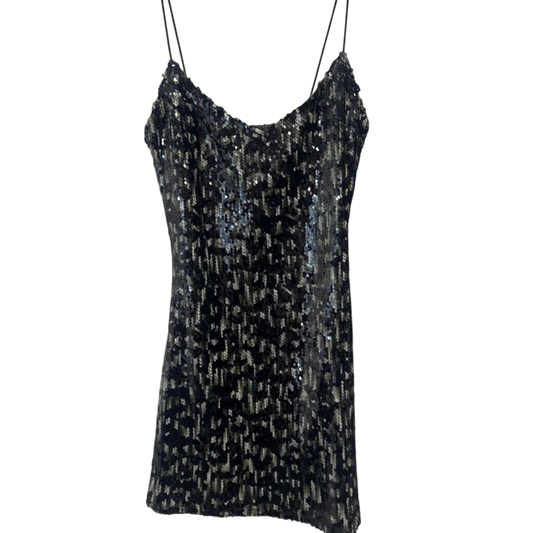 Superdown Black/ Grey Sequin Short Formal Dress XXS