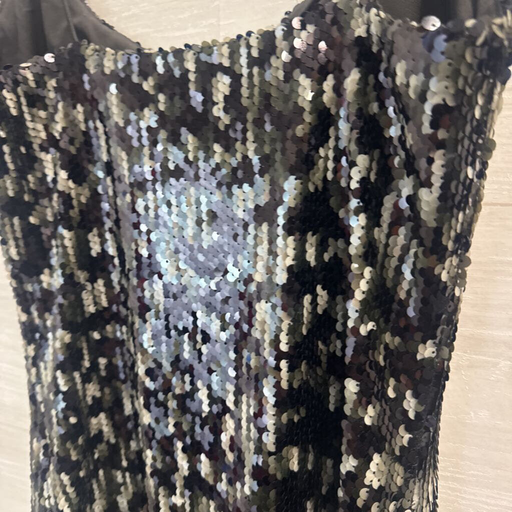 Superdown Black/ Grey Sequin Short Formal Dress XXS