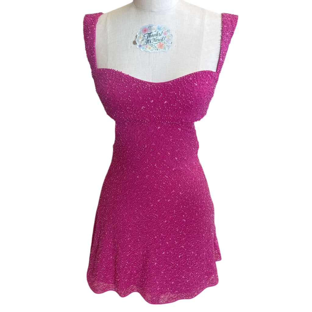 Oh Polly Pink Beaded Short Formal Dress 2