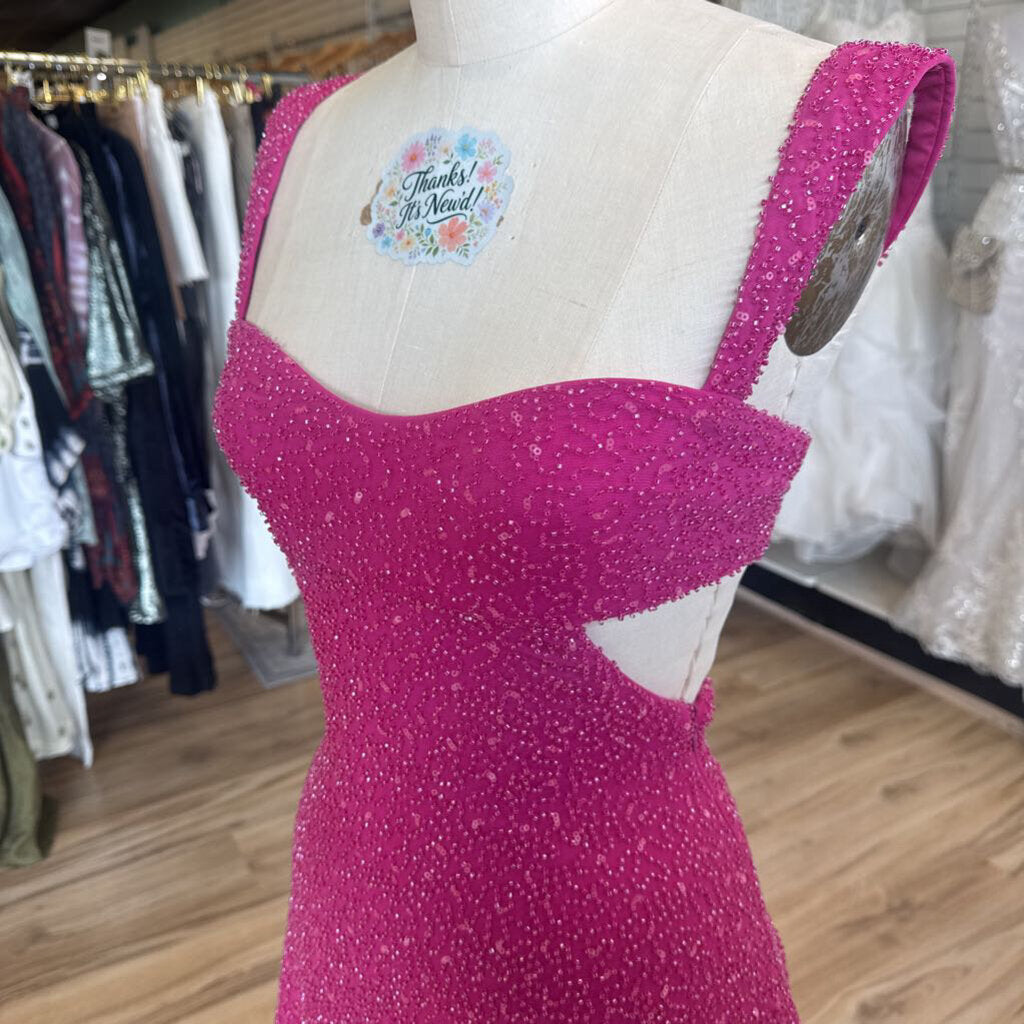 Oh Polly Pink Beaded Short Formal Dress 2