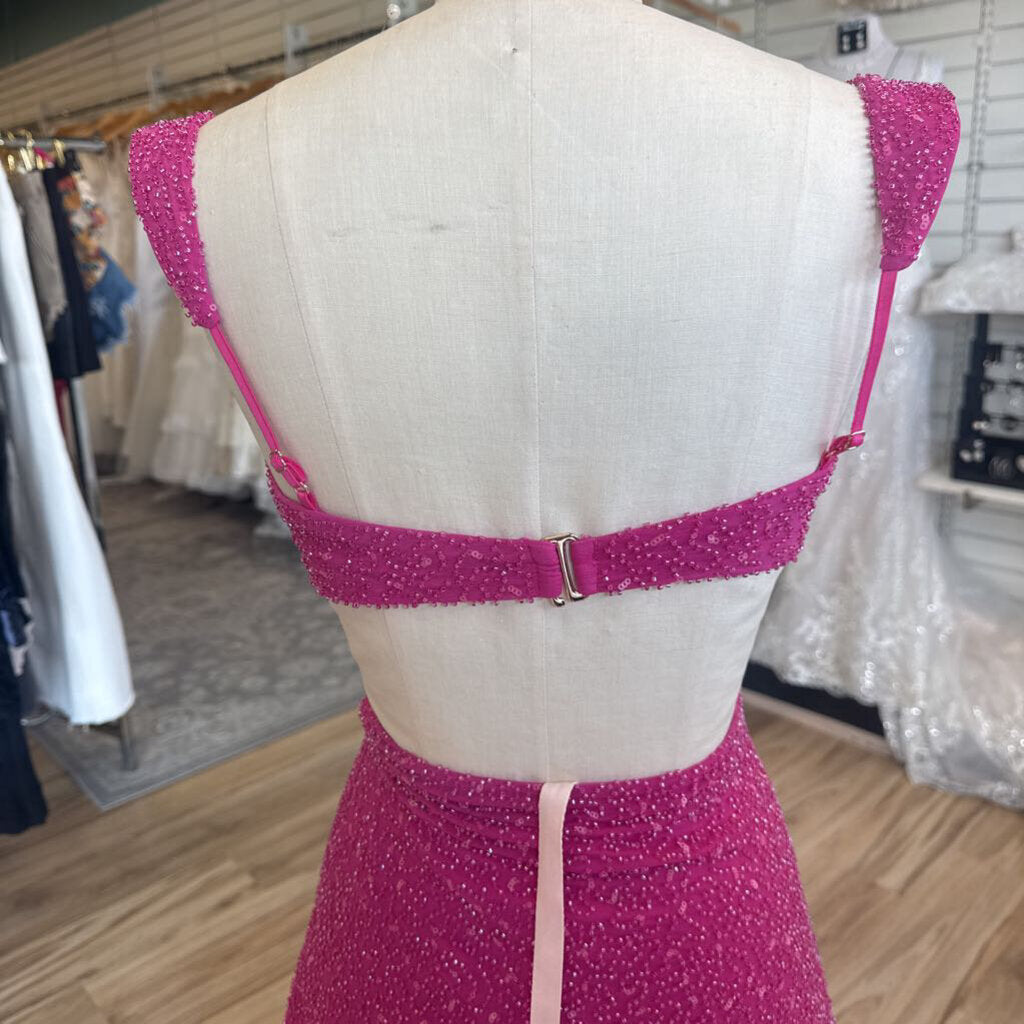 Oh Polly Pink Beaded Short Formal Dress 2