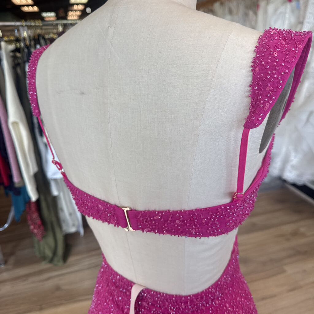 Oh Polly Pink Beaded Short Formal Dress 2