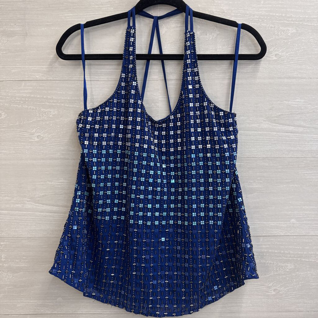 Parker Royal Blue Beaded Tank Top Small