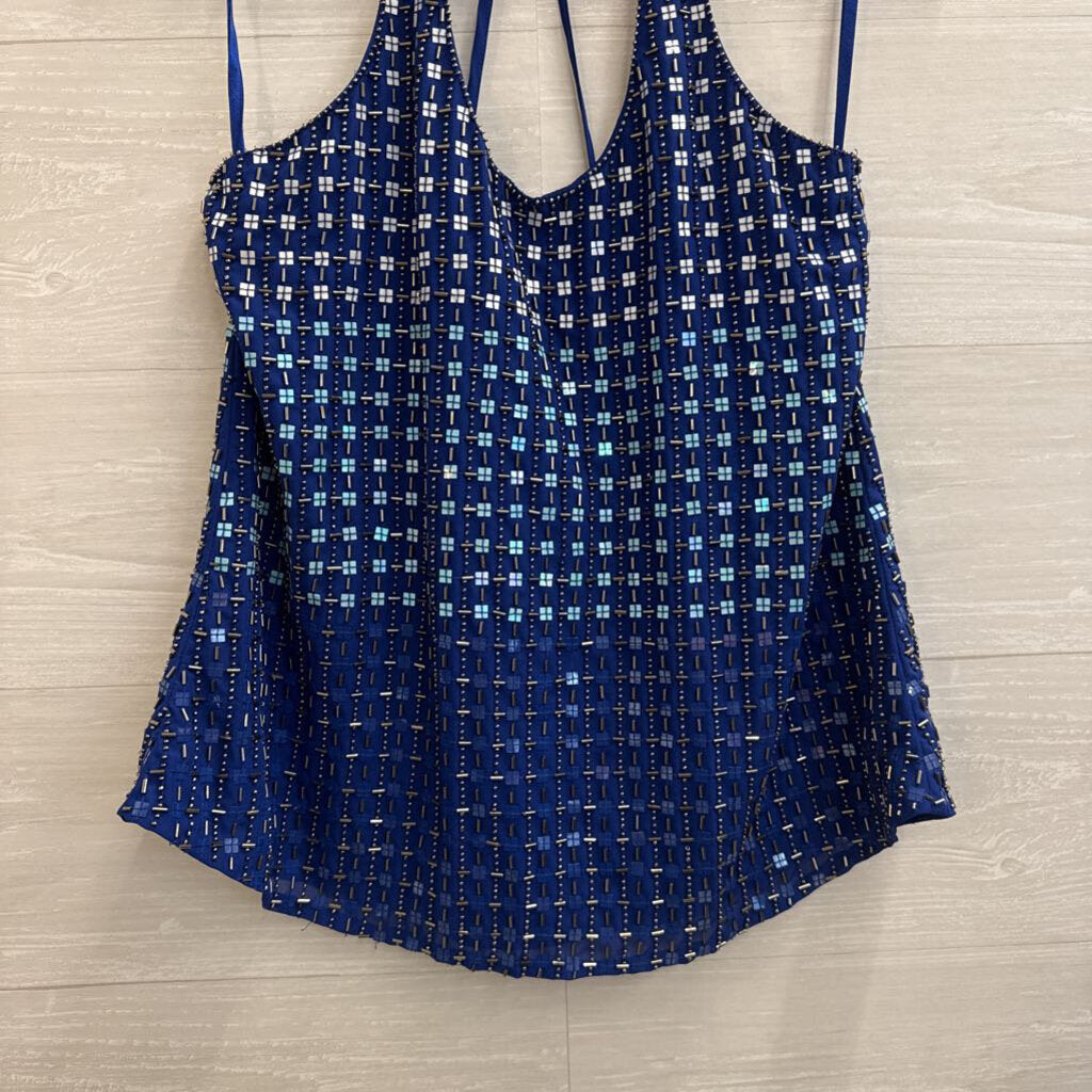 Parker Royal Blue Beaded Tank Top Small