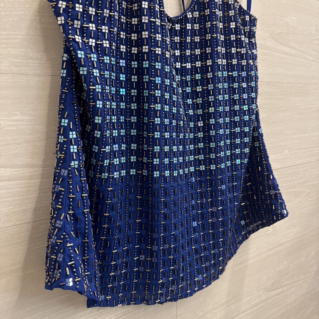 Parker Royal Blue Beaded Tank Top Small