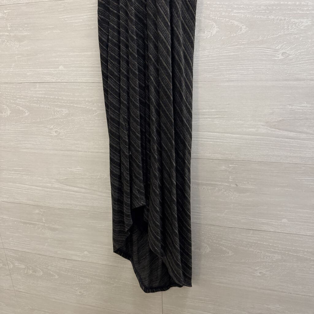 Free People Grey/ Black Metallic Gold Stripe Midi Dress Small