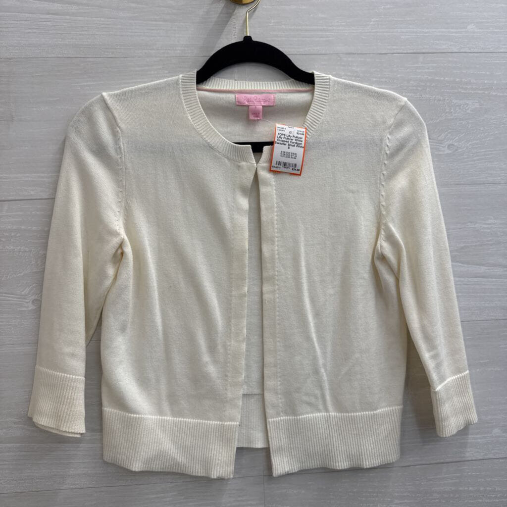 Lilly Pulitzer White Cropped Cardigan Sweater Small