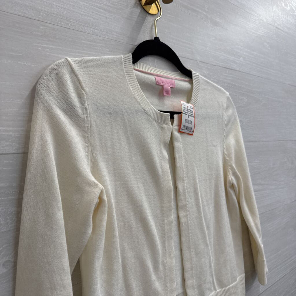 Lilly Pulitzer White Cropped Cardigan Sweater Small