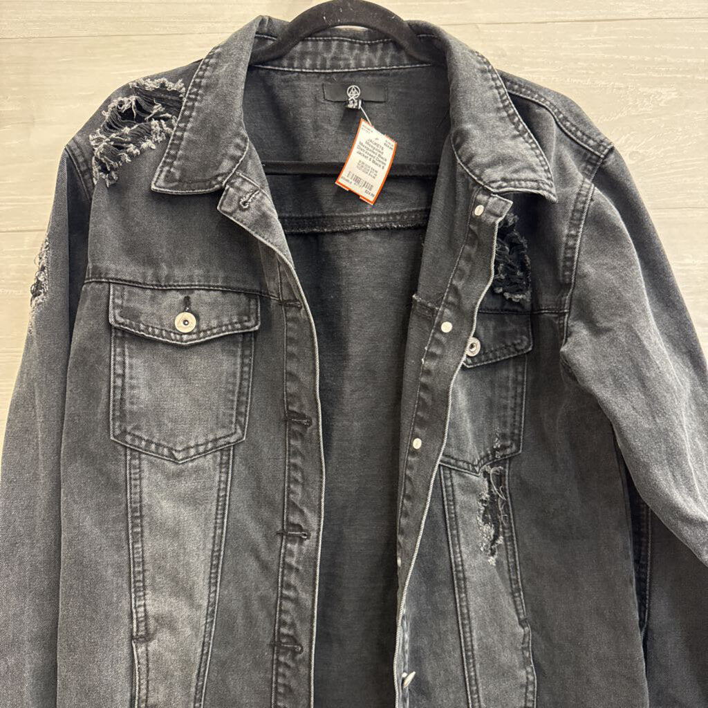 Missguided Black Distressed Denim Jacket 6